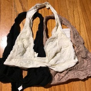 Urban Outfitters 3 Lace Halter Bralettes